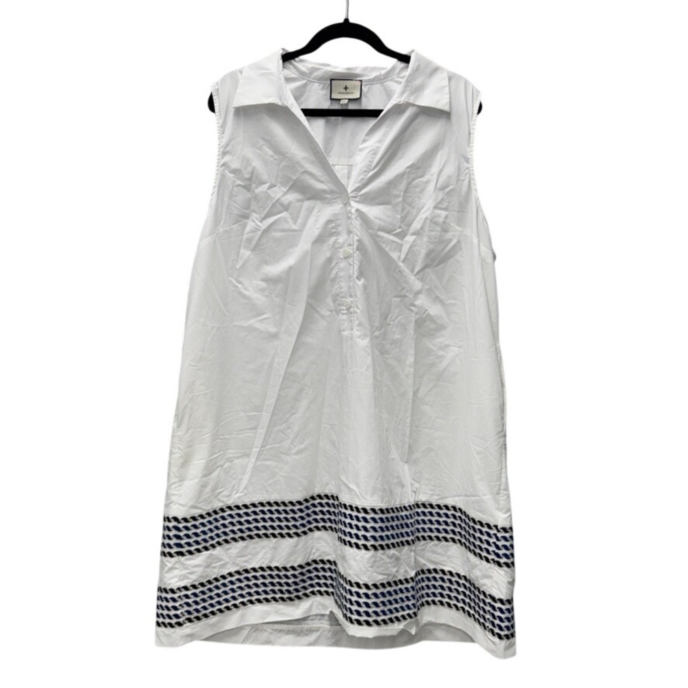 Tuckernuck White Cotton Sleeveless Rope Embroidered Shift Dress XXXL Plus Size - Picture 1 of 8